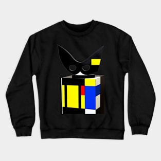 Mondrian Style Royal Cat Crewneck Sweatshirt